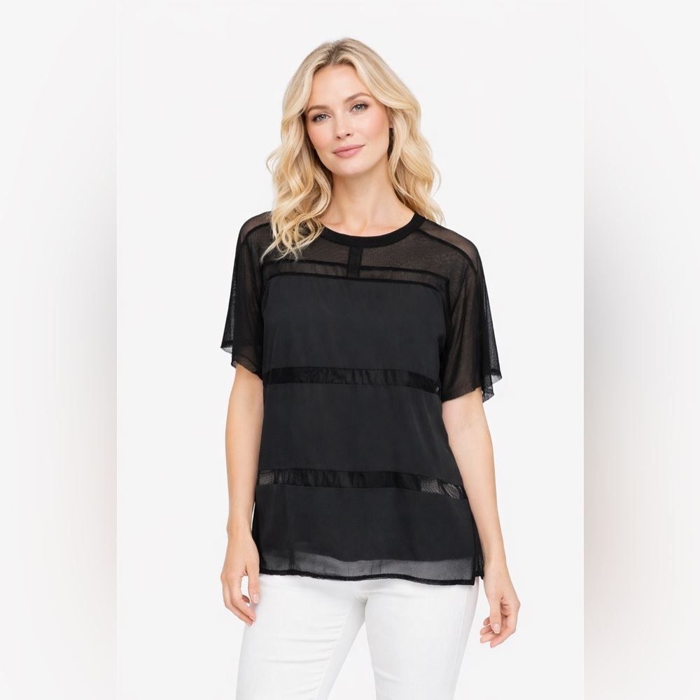 Sienna & Bellini black mesh sheer blouse OS